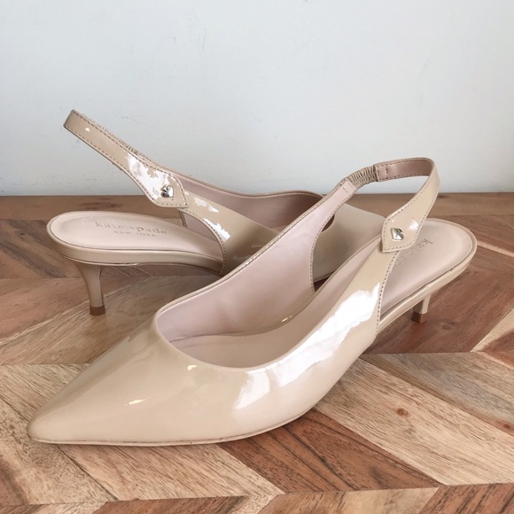 kate spade Shoes - Kate Spade | Nude Patent Shiloh Slingback Heels